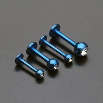 Detail View 1 of Blackline PVD Gem Ball Steel Labret-Blue/Clear